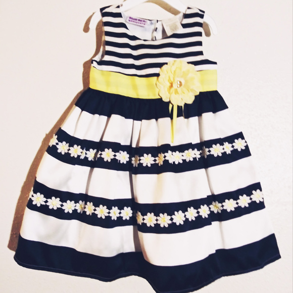 Toddler Girl Blueberi Boulevard Striped Dress - Picture 3 of 4